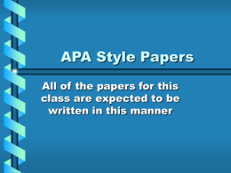 APA Style Papers - Oklahoma State University–Stillwater