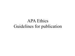 APA Ethics Guidelines for publication