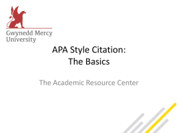 APA Style Citation: The Basics