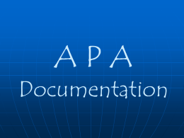 APA Workshop - Research Writing