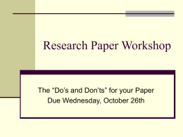 Research Paper Workshop