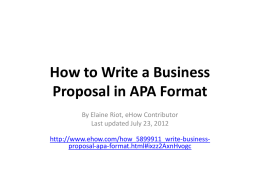 How to Write a Business Proposal in APA Format