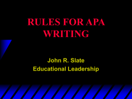 RULES FOR APA WRITING