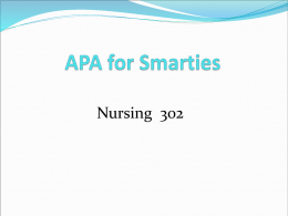 APA for Smarties