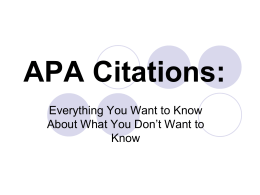 APA Citations: - Nicholls State University