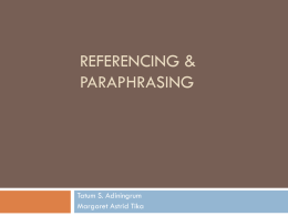 REFERENCING & PARAPHRASING