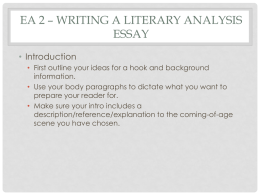 EA 2 – Writing a Literary Analysis Essay