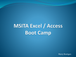 MSITA Excel / Access Boot Camp