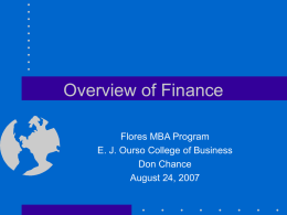 Overview of Finance - E. J. Ourso College of Business