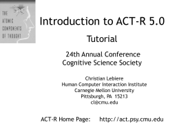 Kognitive Architekturen - ACT-R