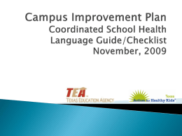 Campus Improvement Plan Coordinated School Health Language