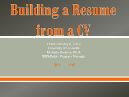 Building a Resume from a CV