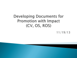 Developing a Curriculum Vita(CV) with Impact - usphs