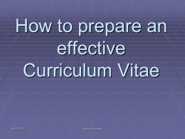 How to prepare an effective Curriculum Vitae