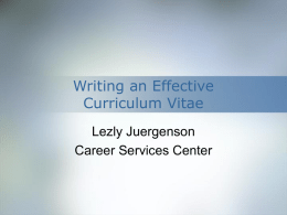 Writing an Effective Curriculum Vitae
