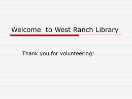 Welcome to West Ranch Library