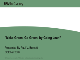Lean Manufacturing Workshop Series Introduction to Lean