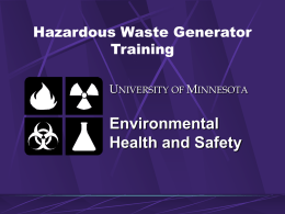 University of Minnesota Hazardous Waste Program