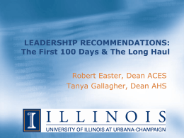 LEADERSHIP RECOMMENDATIONS: THE FIRST 100 DAYS …