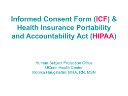 Informed Consent Form (ICF) & Health Insurance Portability