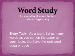 Word Study - Pasco School District