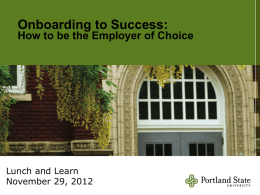 Onboarding to Success - Portland State University