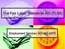 The Fair Labor Standards Act (FLSA) - Pages