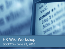 HR Wiki Workshop