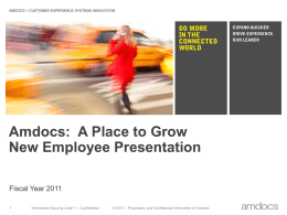 Amdocs: A Place to Grow - New Employee Presentation