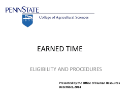 EARNED TIME - Penn State University College of