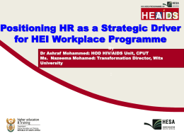 HR as a strategic driver by Nazeema Mohamed, Wits