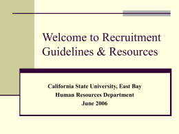 Welcome to Recruitment Guidelines & Resources