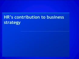 HR’s contribution to business strategy
