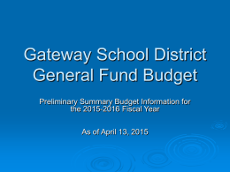 Gateway School District General Fund Budget