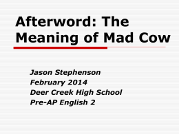 Afterword: The Meaning of Mad Cow