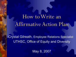 How to Write an Affirmative Action Plan - CUPA-HR