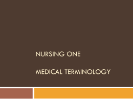 NURSING ONE Medical Terminology