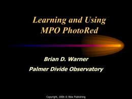 Learning and Using MPO PhotoRed