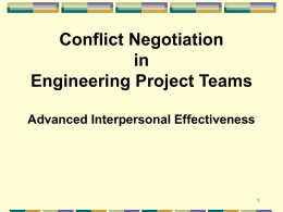 Conflict Resolution and Negotiation