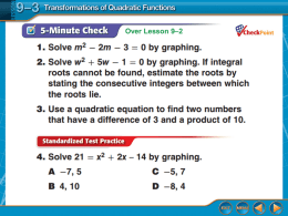 ppt 9-3 Transformations of Quadratic Functions