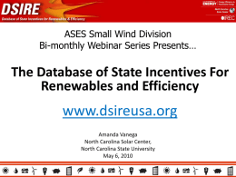 Introduction to DSIRE for the Small Wind Community