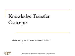 Knowledge Transfer Concepts - Wyoming Workforce Planning …