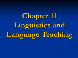 Chapter 11 Linguistics and Language Teaching