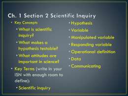 Ch. 1 Section 2 Scientific Inquiry