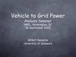Vehicle to Grid Power Analysis Seminar NREL, Washington