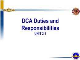 DCA Duties and Responsibilities UNIT 2.1