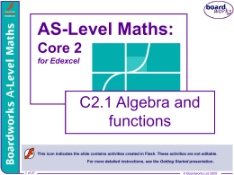 C2. 1 Algebra and functions