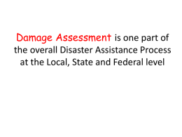 DAMAGE ASSESSMENT / DISASTER ASSISTANCE