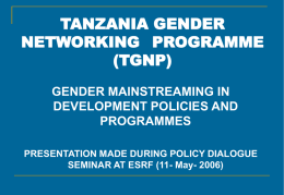 Key Gender Issues - Tanzania Development Gateway