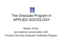 The Graduate Program in APPLIED SOCIOLOGY